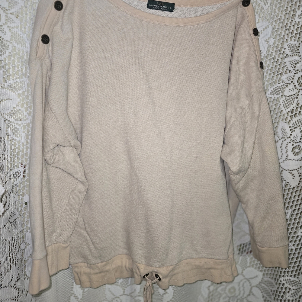 Ralph Lauren Beige Button-Shoulder Hoodie